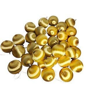 Vintage Satin Sheen Wrap Ornaments Lot of 30+ Shatterproof 2.5" Gold and Yellow